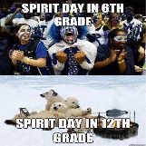 Spirit Day in 6th Grade VS Spirit Day in 12th Grade